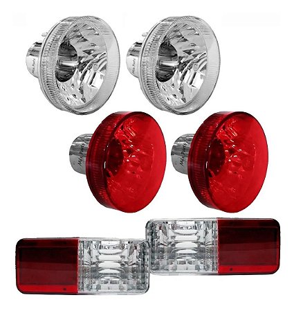 Kit de 6 Lanterna L200  Pisca Cristal Vermelha Freio e da RÉ