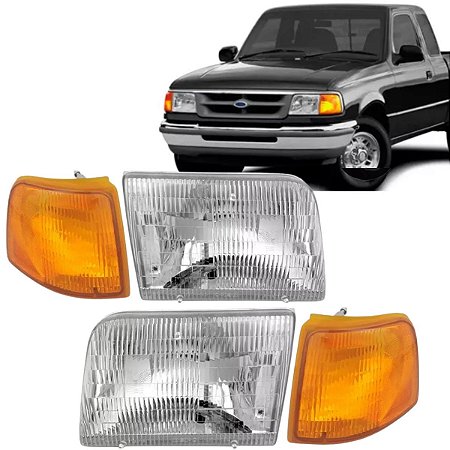 Kit de Farol Principal e Pisca Dianteira Ford Ranger 1994 a 1997