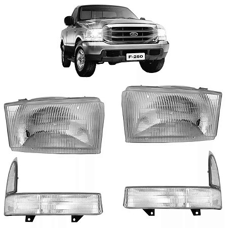 Kit de Farol e Pisca F250 F350 e F4000 1999 a 2005 Lanterna Cristal