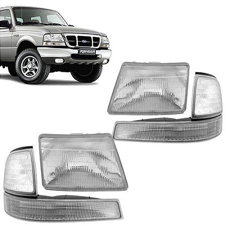 Kit de Farol e Pisca Ranger 1998 a 2003 Lanterna Cristal