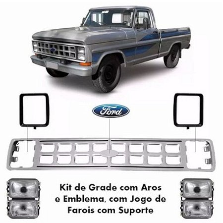 Grade Dianteira Cinza de Lata F1000 e F4000 1985 a 1992 com Faróis