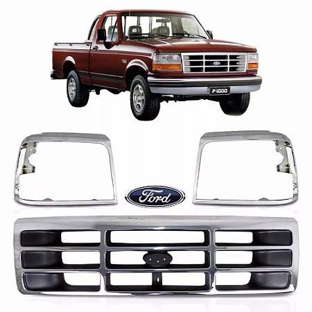 Grade com Emblema e Molduras Kit Cromado F1000 e F4000 1996 a 1998