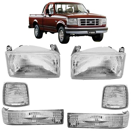 Kit de Farol e Pisca Ford F1000 e F4000 1996 a 1998 Lanterna Cristal