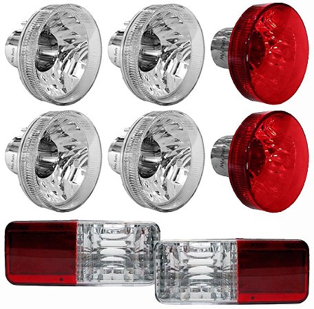 Kit de 8 Lanterna L200 Sport / Outdoor e Savana 2004 a 2012 Pisca / Freio e de Ré