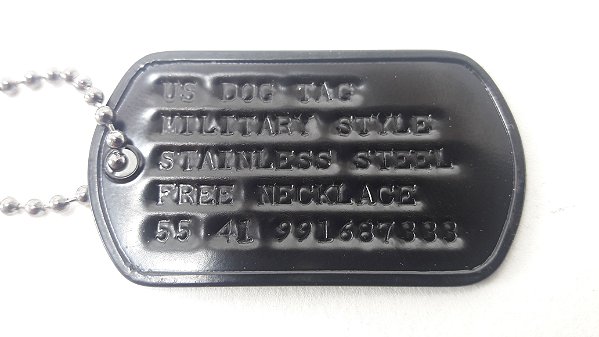 Dog Tag Original U.S. Army com Gravação - Special Operations (PRETA)