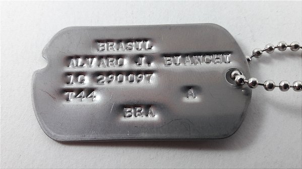 Dog Tag FEB / Segunda Guerra Mundial Original USA Gravado em Baixo Relevo com corte V