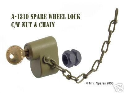 Trava Anti Furto do Estepe Traseiro Jeep Willys MB (Com Porca e Corrente)