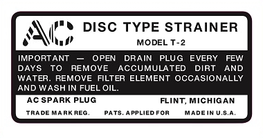 DECALQUE ADESIVO DO FILTRO DE COMBUSTIVEL