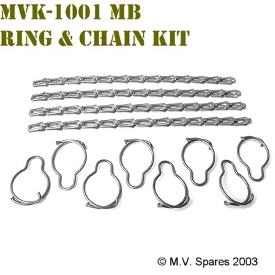 KIT DE CORRENTES DO PARAFUSO DE TRAVA DA CAPOTA/PARABRISA (WILLYS MB) - KIT - RING & CHAIN THUMB SCREW - MB