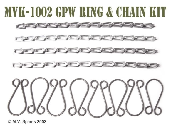 KIT CORRENTES DO PARAFUSO DE TRAVA DA CAPOTA/PARABRISA (FORD GPW / GPA) - KIT - RING & CHAIN THUMB SCREW - GPW