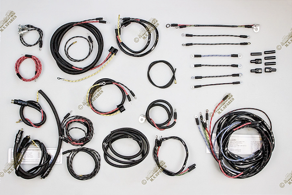 CHICOTE ELETRICO EM TECIDO COMPLETO JEEP WILLYS MB STD MODEL PUSH-PULL SWITCH E DUPLA LUZ DE FREIO -  A-2000B-D