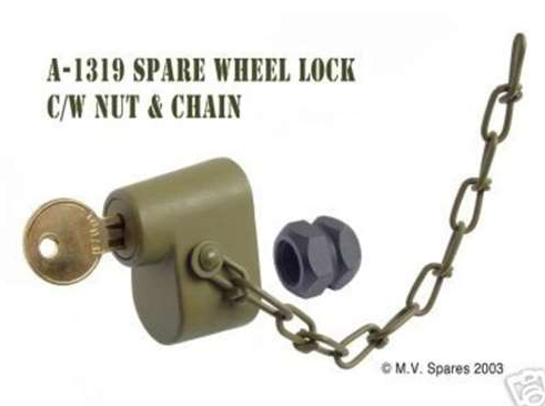 TRAVA ANTI FURTO DO ESTEPE TRASEIRO WILLYS MB GPW (COM PORCA E CORRENTE) - LOCK - SPARE WHEEL - JEEP - w/ Nut & Chain