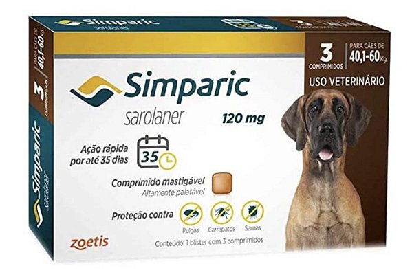 Antipulgas Cães Simparic 120mg 40,1 à 60kg