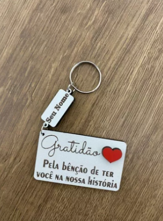 kIT Chaveiros Mdf Tema Gratidão Novo Com Nome Festividade