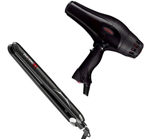 Kit Secador Cabelo Ergo Lite 2000w 220v + Prancha X1 Black 250º Zhorn 220v