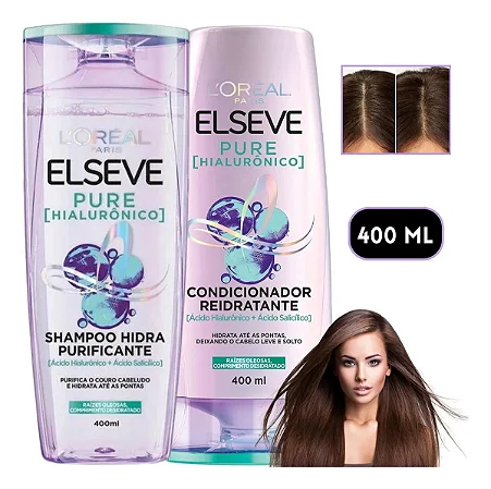 Kit Shamp Cond Elseve Hidra Hialurônico Sem Silicones Acido Salicílico