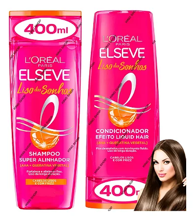 Kit Elseve Shampoo Condicionador Liso Dos Sonhos Frizz 400ml