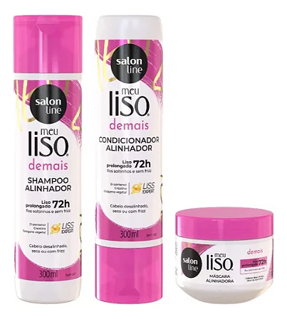 Kit Meu Liso Demais Shampoo Condicionador Máscara Salon Line