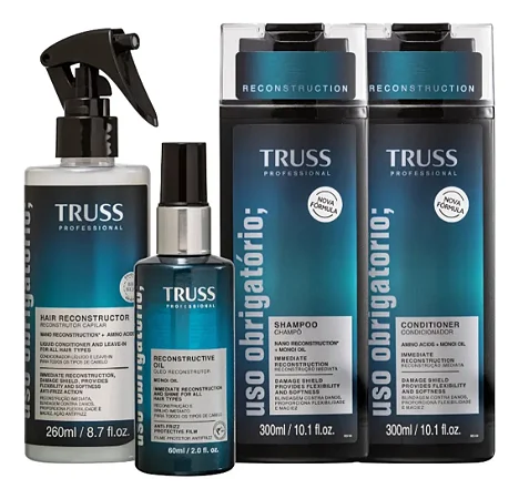 Kit Sham cond 300ml spray 260ml oleo 60ml Truss Uso Obrigatorio