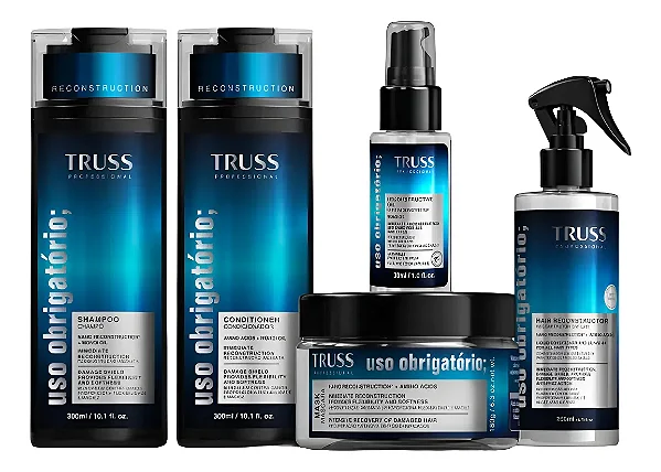 Kit Sha Cond Masc Oleo Reconst Truss Uso Obrigatório 5itens