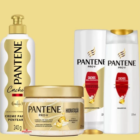 Kit Sham Cond Masc Creme penear Pantene Cachos Hidra-Vitaminados