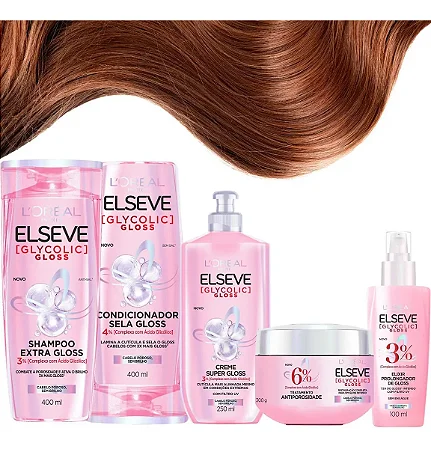Kit Glycolic Gloss Elseve 5 Itens 400ml