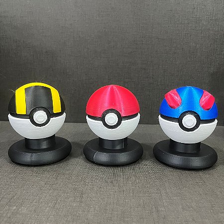 Kit  Pokeball/Ultraball/Great Ball  Pokebola Decorativa 7 cm Pokebola