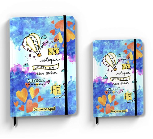 2 Cadernetas Folhas Lisas Com Nome Personalizada Sketchbook