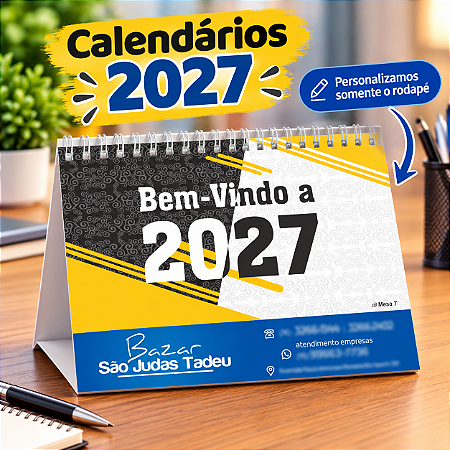 100 Calendários De Mesa Personalizado 2027 Folhinha Logotipo