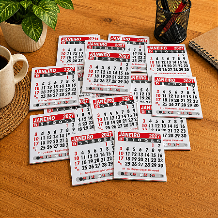 1000 Mini Calendário Imã Geladeira 7,5x7,5 Folhinha 2027 Refil