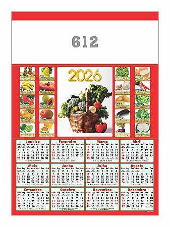 100 Calendários Folhinha De Parede 27x37 cm 2026 linha 612 a 623