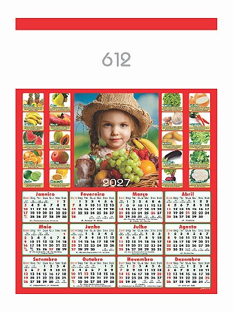 100 Calendários Folhinha De Parede 27x37 cm 2027 linha 612 a 623