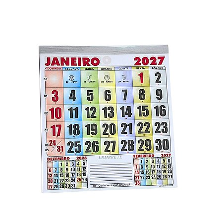 50 Refil Colorido Bloco Calendário Comercial 2027 21x22