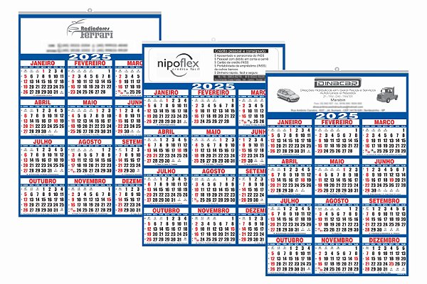 500 Calendário 46x32 Folhinha 2025 Comercial 30 Personalizada com Logotipo e vareta
