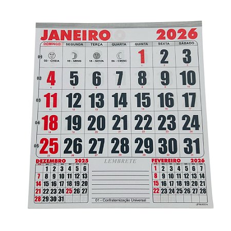 10 Blocos De Calendários 2026 30,5x30,5 Cm Bloco F Comercial