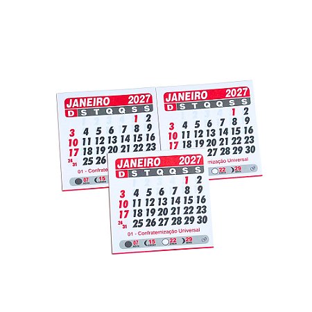 Mini Calendário 2027 P/ Imã De Geladeira 5x5 Bloquinho 100 und