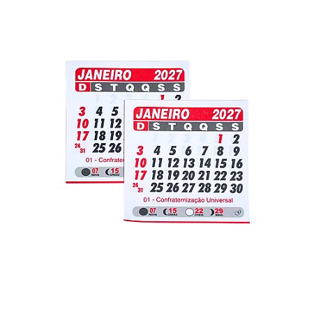 50 Mini Calendário Imã Geladeira 7,5x7,5 Bloquinhos 2027