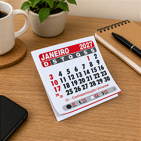 200 Mini Calendário 2027 Imã Geladeira 7,5x7,5 Bloquinhos