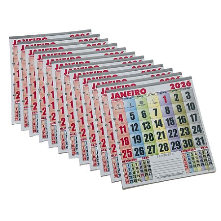 150 Refil Bloco Colorido 21x22 Calendário Comercial 2026