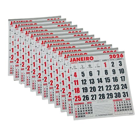150 Bloco Calendário Comercial 2026 21x22 Refil Kit Folhinha