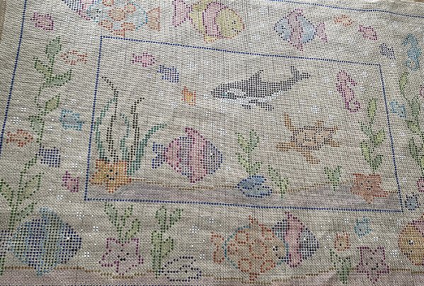Tela para bordar. Infantil. Peixinhos. Medida 1,39 X 0,96
