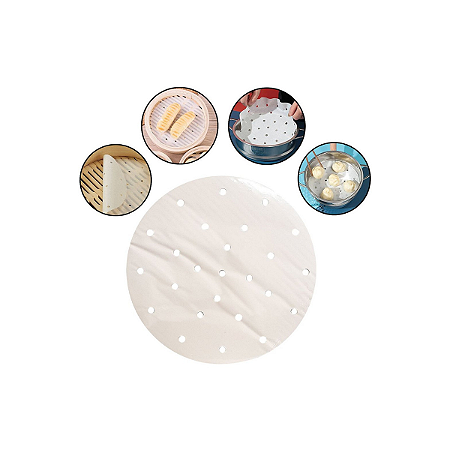 Kit 400 Folhas Papel Furos Para Panela De Bambu Vaporeira