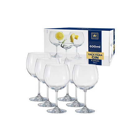 Jogo 6 Taças Gin 600 Ml Cristal Annatitanium Bohemia