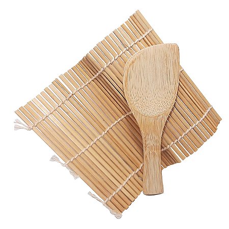 Esteira E Colher Para Sushi Em Bambu 18 X 14 Cm Oriental