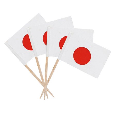 Espeto Palito Bandeira Japão Decoração Festa Petisco 100 Un