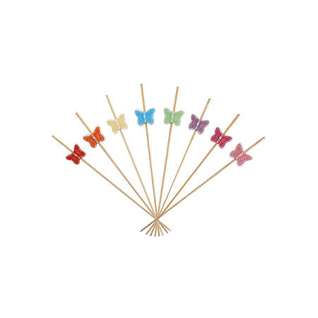 Espeto Decorativo Borboleta 12cm 100un | Palito Petiscos Festa