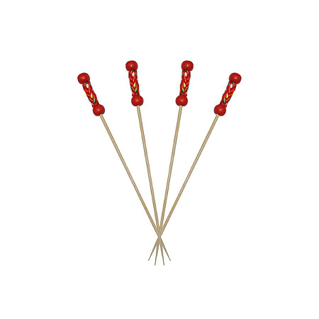 Espeto Decorativo Trançado vermelho 12cm 100un | Palito Petiscos Festa