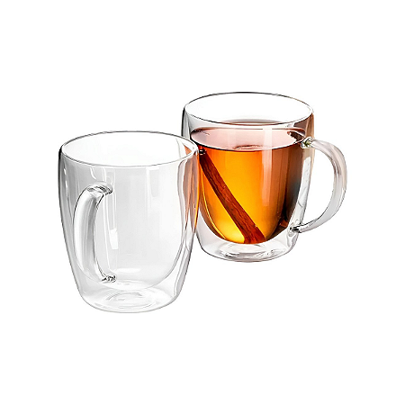 Jogo De 2 Canecas 310Ml Parede Dupla De Vidro Casambiente
