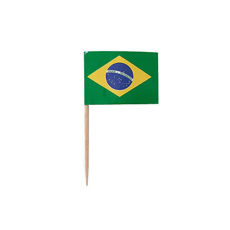 Palito Decorativo Bandeira Brasil 100un | Petiscos Festa Futebol