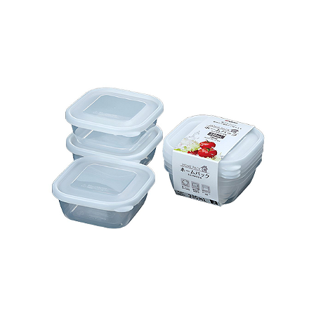 Kit 3 Potes Nakaya Com Tampa 380 ml Transparente Do Japão